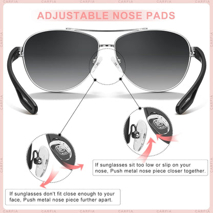 Polarized Sunglasses for Women UV Protection Ultra-Lightweight Comfort Metal Frame Driving Glasses CA3210