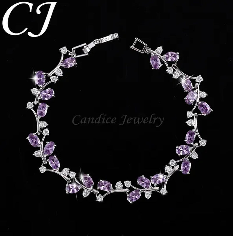 CANDICE Fashion Sterling Silver Bracelet Bangle With Emerald Green Crystal For Women Elegant Jewelry