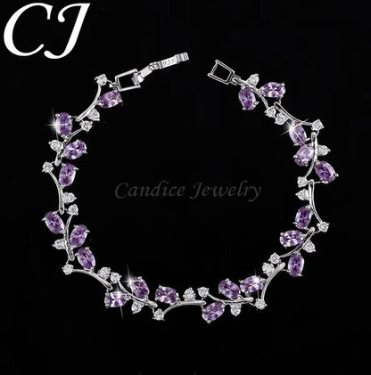 CANDICE Fashion Sterling Silver Bracelet Bangle With Emerald Green Crystal For Women Elegant Jewelry