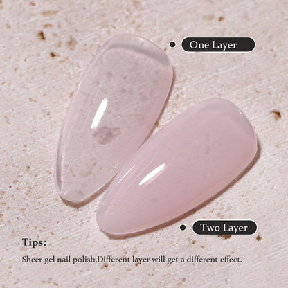 Nude Gel Nail Polish LED UV Jelly Milky Transparent Sheer Natural Color Gel Polish French Manicure Nail Art (Soft Clear Pink) #13