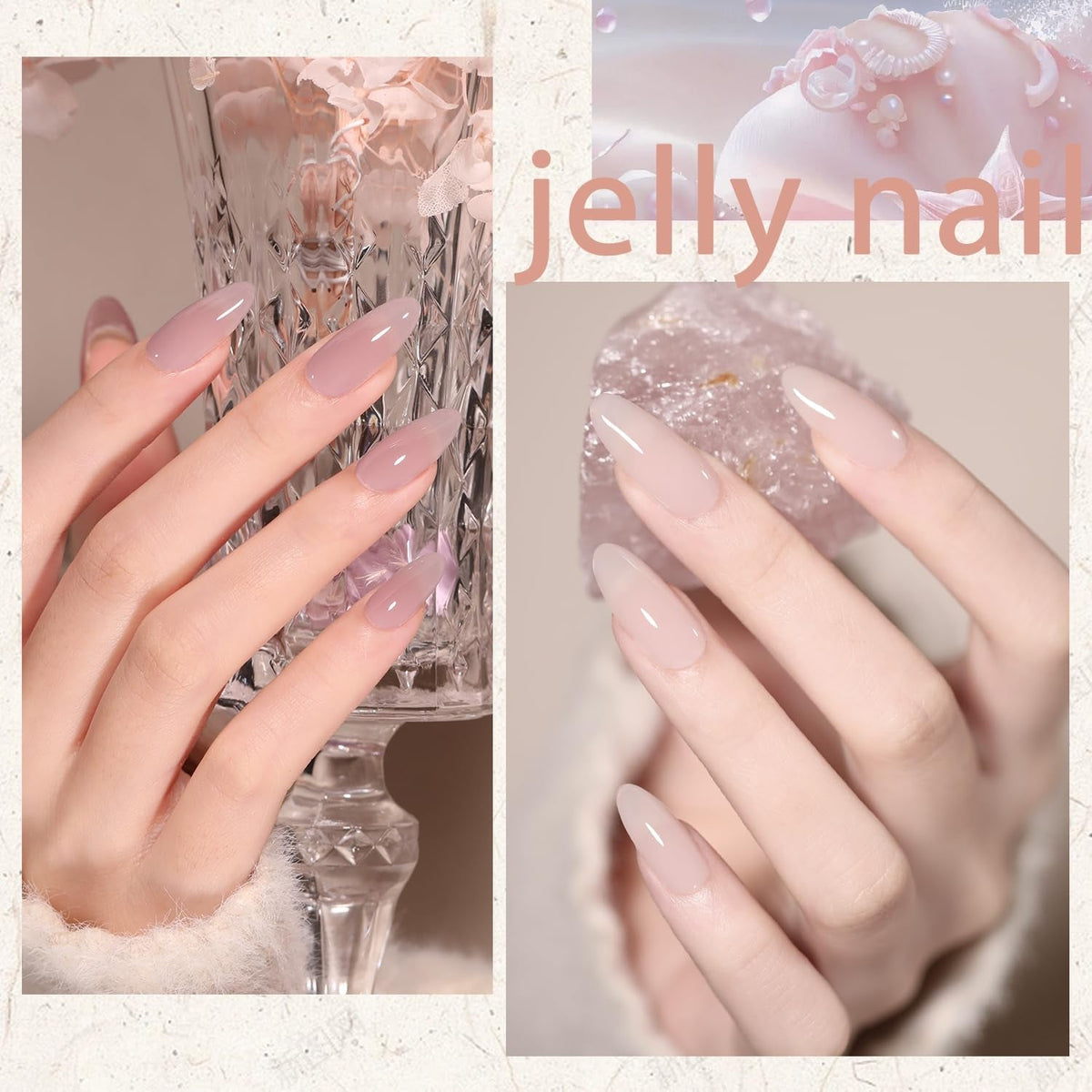 Jelly Pink Gel Nail Polish Set of 10 Colors Nude Gel Polish Kit UV LED Soak Off Nail Polish Gel Home DIY Manicure Nail Art Salon Varnish