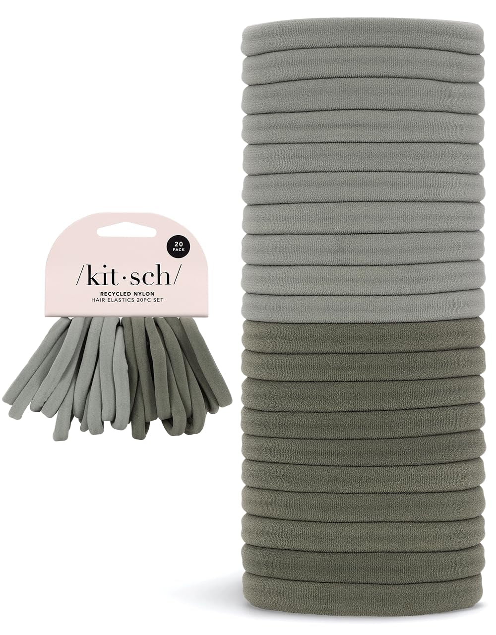 Nylon Hair Ties for Girls & Women - No Snag, Pain-Free Hair Ties No Damage Ideal for Ponytails, Updos & Braids, 20Pcs Eucalyptus