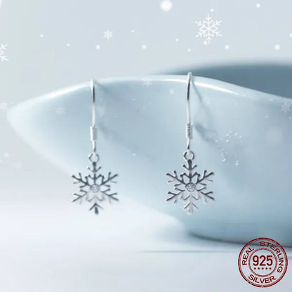 925 Sterling Silver Beautiful Snowflakes Drop Eaerrings for Women Fashion Jewelry Earrings