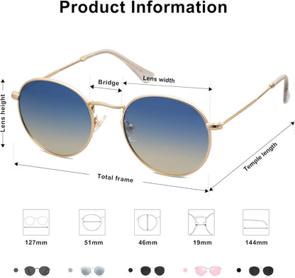 Small Round Polarized Sunglasses for Women Men Classic Vintage Retro Shades UV400