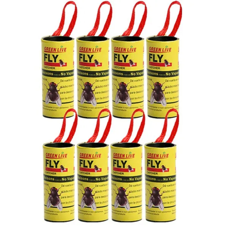 4/8/12/16/20 Rolls Sticky Fly Trap Glue Paper Insect Bug Catcher Strip Glue Paper Catcher Traps Fly Bug Household Flies Sticker