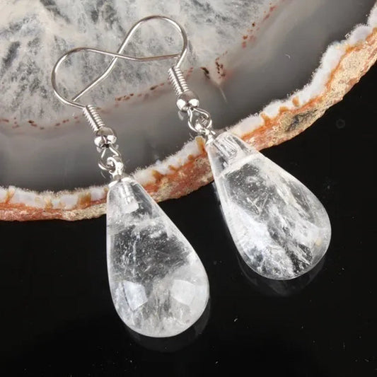 1 Pair 13X20MM Amethyst Clear Quartz Lapis Lazuli Turquoise Rose Quartz Opal Obsidian Jasper Drop Cone Bead Hook Dangle Diy Earrings