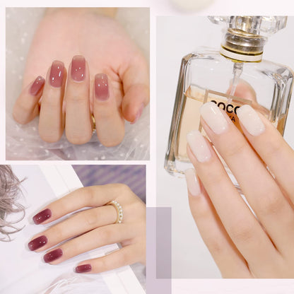 Jelly Milky White Gel Nail Polish Set, 6 Translucent Sheer Maroon UV Colors for Art Home DIY Manicure Kit