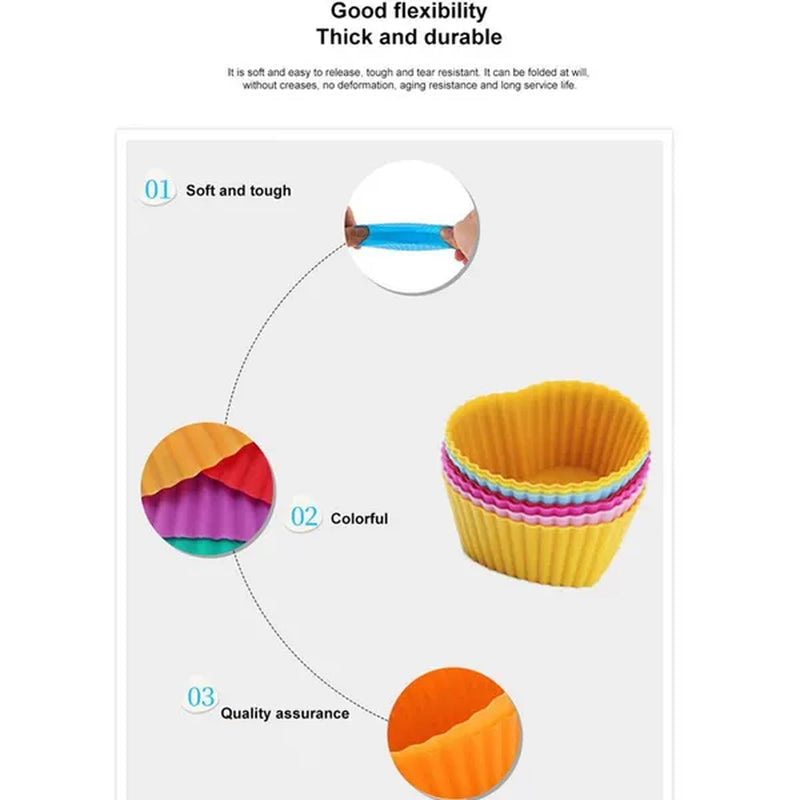 3/6/12/18/24pcs New Silicone Muffin Cake Cups for Kitchen Baking Circular Shape Square Shape Star Rose Pudding Cake Cup Creative Heart Shaped Rice Cake Cup Baking for Cupcakes and Muffin Bakeware Silicone Mold