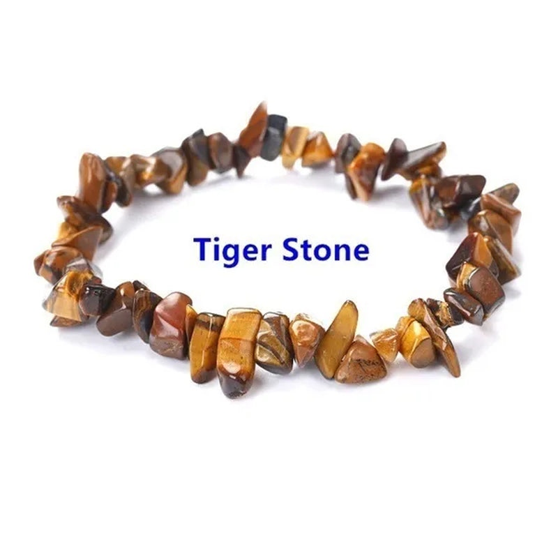 Natural Crystal Chakras Bracelet Natural Gemstone Chips Jewelry Bracelet Amethyst Red Agate Carnelian White Crystal Turquoise Citrine Bracelet (Adjustable Size)