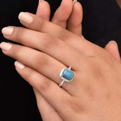 925 Silver Blue Turquoise Statement Solitaire Ring for Women Jewelry  Boho Western Birthday Gifts for Women