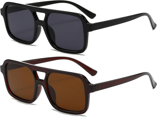 Retro Square Sunglasses for Women Men Trendy Rectangle Aviator Sun Glasses Vintage 70S Shades