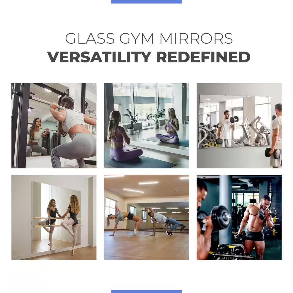 Gym Mirror 48 In. W X 72 In. H 1/4 In. Tempered Glass, Safety-Backed, DYI Installation