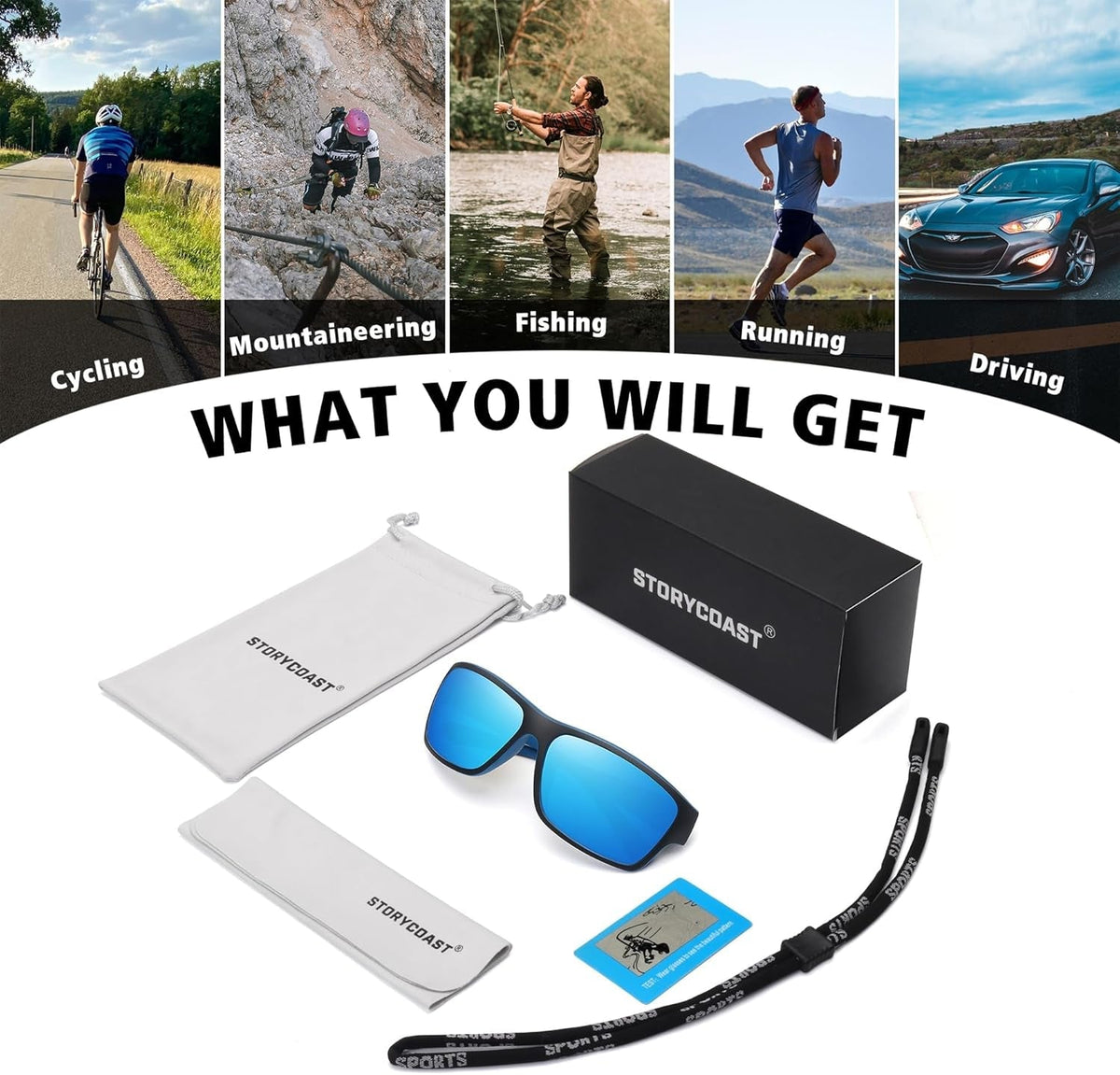 Polarized Sports Sunglasses for Men Women Unbreakable Frame Cycling Fishing Driving