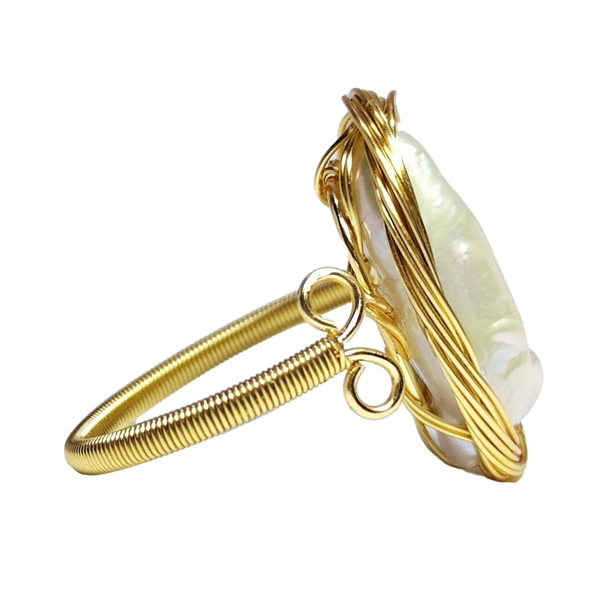 Baroque Irregular Pearl Rings for Women Gold-Plated Adjustable Open Design Trendy and Unique Christmas Pearl Jewelry Prom and Formal Attire Accessories Gift Box Included