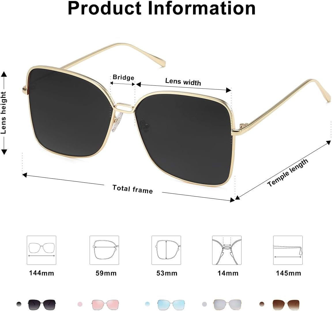 Classic Trendy Square Oversized Sunglasses Womens Mens UV400 Big Large Designer Shades SJ1082