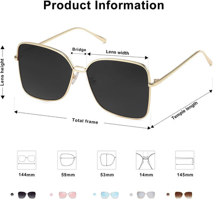 Classic Trendy Square Oversized Sunglasses Womens Mens UV400 Big Large Designer Shades SJ1082