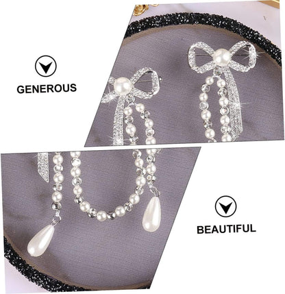 Unique Brooches for Women Pearl Butterfly Corsage Tassel Brooch Elegant Diamond Breast Pin Chain for Women Lady Pin Brooch for Parties