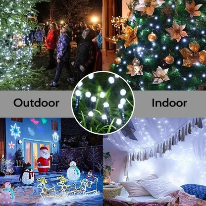 8 modes Solar String Lights 50/100/200 LED 8 Modes Solar Powered Xmas Outdoor Lights Waterproof Starry Christmas Fairy Lights for Indoor Gardens Homes Wedding