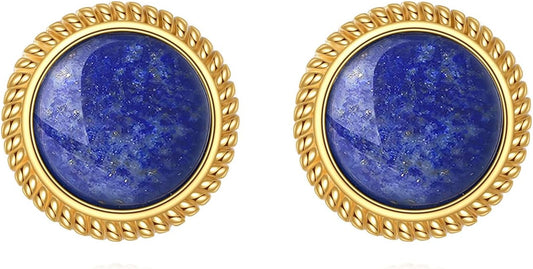 Lapis Lazuli Earrings Sterling Silver Blue Lapis Stud Earrings Natural Gemstone Post Earrings Lapis Lazuli Jewelry for Women