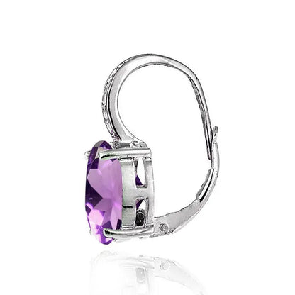 BABYLLNT New  Earrings Colorful Gemstone Amethyst Plating 18k Ear Buckle For Woman Charm Jewelry Gift