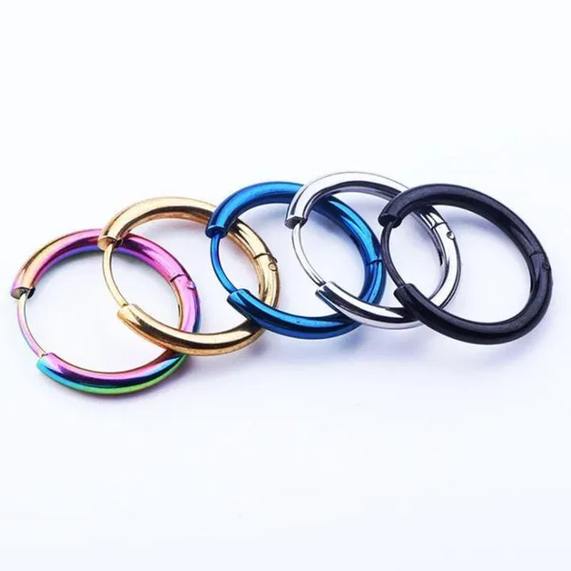 8Mm to 25Mm Unisex Stainless Steel Hoop Earring，Stainless Steel Ear Hoops Punk Style Ear Cartilage Hoop Earrings for Men and Women