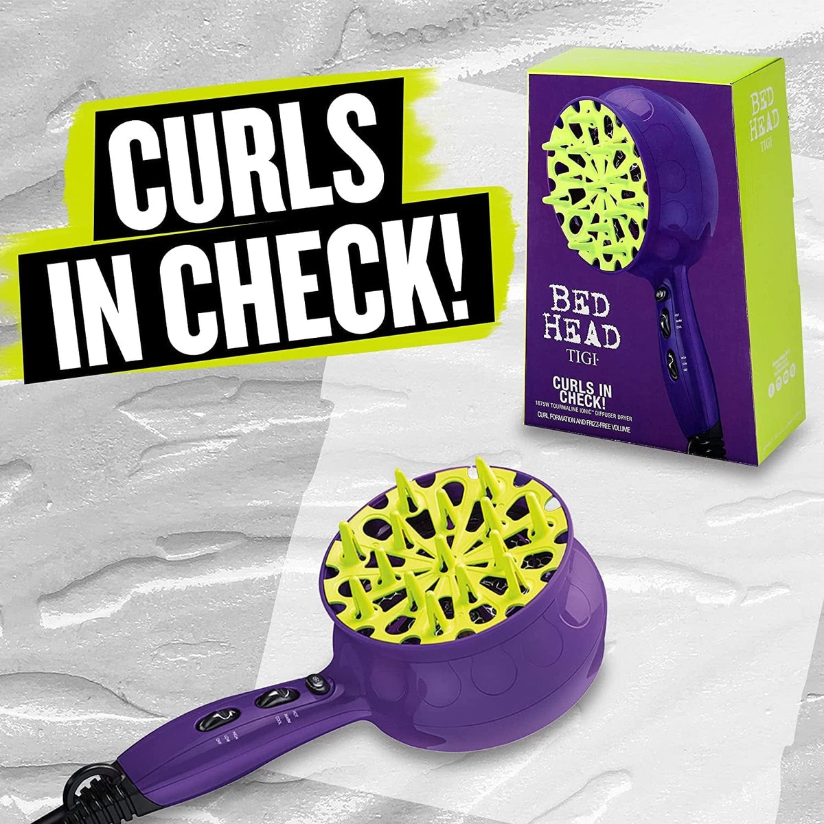 Curls-In-Check 1875W Hair Diffuser Dryer | Great for Curly Hair, Reduce Frizz & Static | Diffuser Hair Dryer Enhances Natural Curl, Waves & Texture