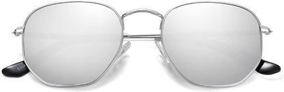 Polarized Hexagon Sunglasses for Women Men Polygon Square Sun Glasses UV400 Protection Metal Frame