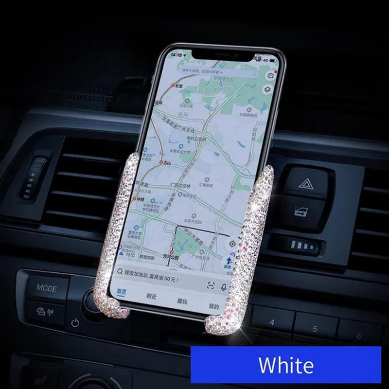 Car Phone Holder Women Diamond Crystal Car Air Vent Mount Clip Mobile Phone Holder Stand in Car Bracket Interior Accessories