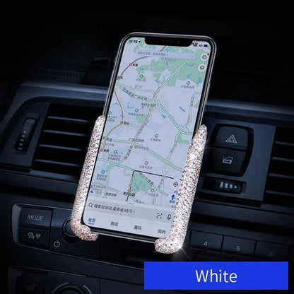 Car Phone Holder Women Diamond Crystal Car Air Vent Mount Clip Mobile Phone Holder Stand in Car Bracket Interior Accessories