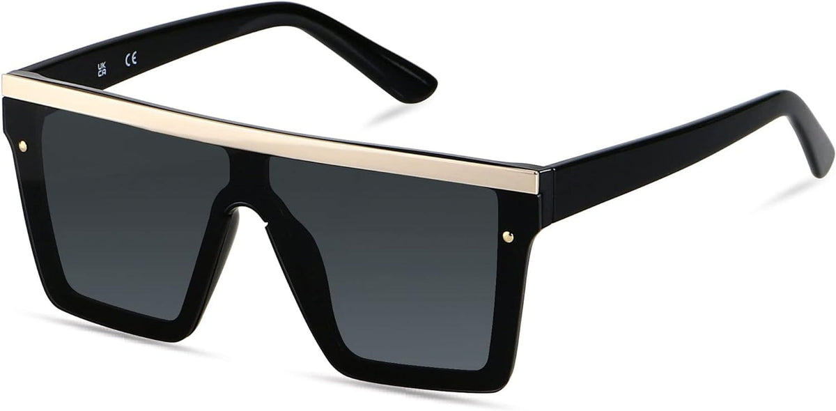 Square Oversized Sunglasses for Women Men Big Flat Top Fashion Shield Large UV Protection Rimless Shades