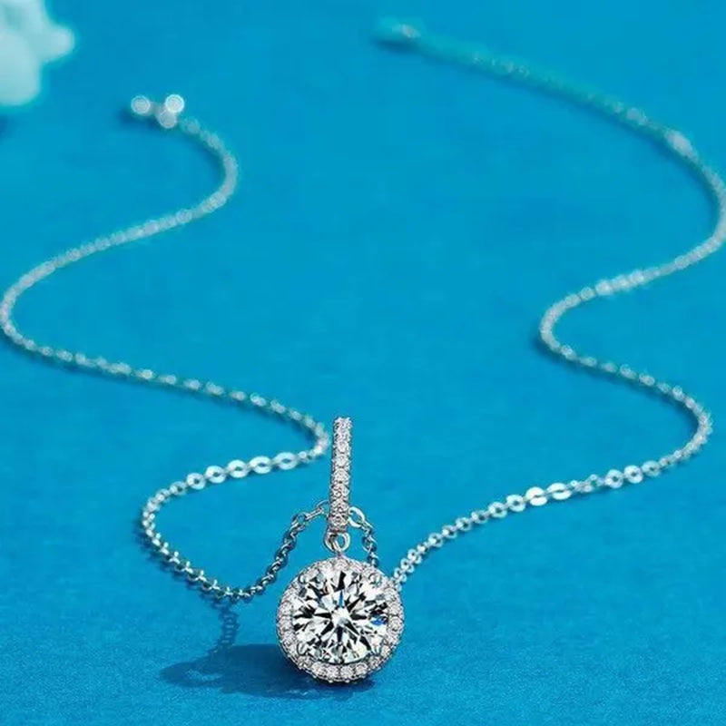 Exquisite Fashion 2ct Moissanite Solitaire Pendant Necklace for Bridal Engagement Wedding Women Necklace