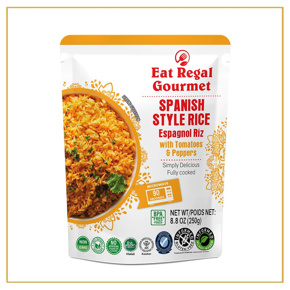 Spanish Rice Pack of 6, 8.8 Ounce, Ready to Eat in 90 Sec | 100% Natural Ingredients | Precooked Rice | Ready Rice | Family Meals Ready to Eat | Microwavable | Side Dish