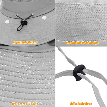 Fishing Hat for Men & Women, Outdoor UV Sun Protection Wide Brim Hat with Face Cover & Neck Flap