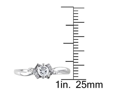 1/3 Carat (ctw) Lab-Created White Sapphire Promise Ring with Diamonds in Sterling Silver