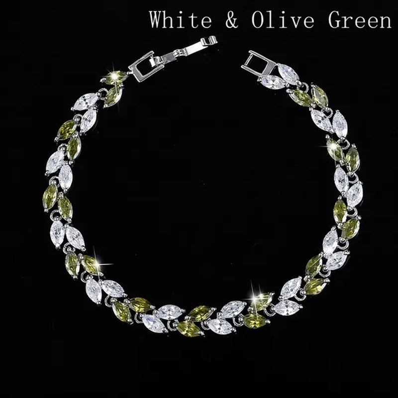 Trendy 2019 Cubic Zirconia Jewelry 925 Silver Leaf Charm CZ Crystal Female Bracelets Bangles for Women