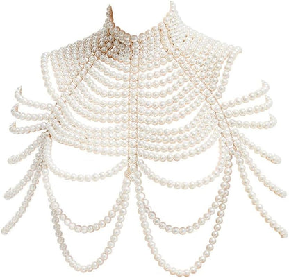 Pearl Body Chain Bra - Fashion Shoulder Necklaces Bra Chain Body Jewelry