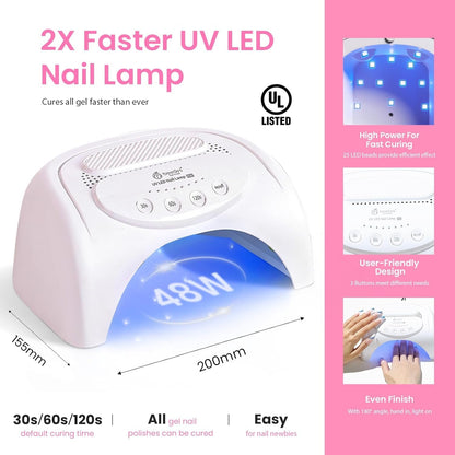 Beetles Gel Nail Polish Kit with 48W light 18 Pcs Gel Starter Kit,6 colors Nude Pink French White Glitter Gel Polish Soak Off Base Top Coat Gel Art Manicure Kit