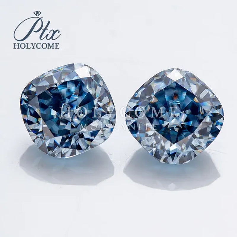Best Loose Gemstones Moissanite Diamond Excellent Crushed Ice Cushion Cut Dark Vivid Blue Color Stone For Jewelry Diamond Ring