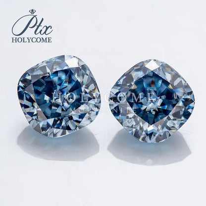 Best Loose Gemstones Moissanite Diamond Excellent Crushed Ice Cushion Cut Dark Vivid Blue Color Stone For Jewelry Diamond Ring