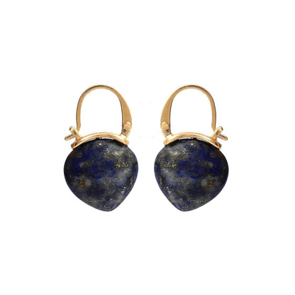 Gempires Lapis Lazuli Hoop Earrings for Women, Drop Earrings, September Birthstone, Trendy, Dangling, 15Mm Pear Shape Crystal, 14K Gold Plated Jewelry