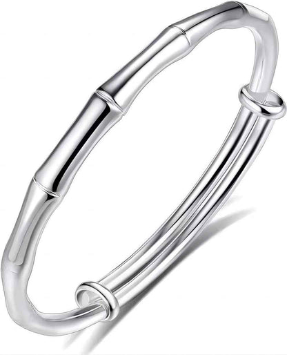 S925 Silver Bangle Bracelet for Women, Elegant Women‘S Sterling Silver Bracelet Bangle Adjustable 6.4-7.8 Inches Small Size