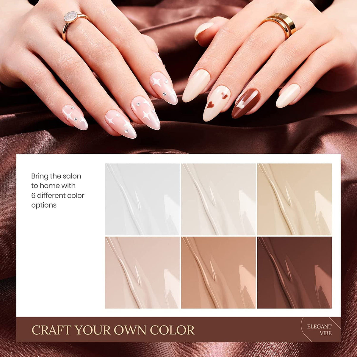 Nail Set 6 Colors Sandstorm Collection Nude Pink Peach Brown Natural Manicure Kit Soak Off Uv Led Lamp Needed for Women Gift Diy Home