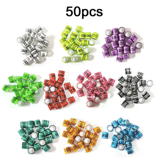 50 Pcs Mixed Color Dove Bands Bird Foot Ring Species Identify Training Rings Pet Bird Label Sign for Pigeon Dove Chicks Small Poultry Pet Supplies ZIO