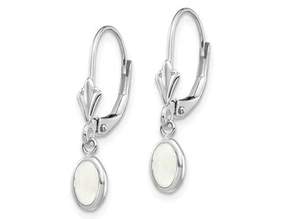 Opal Drop Dangle Earrings 3/5 Carat (ctw) in 14K White Gold