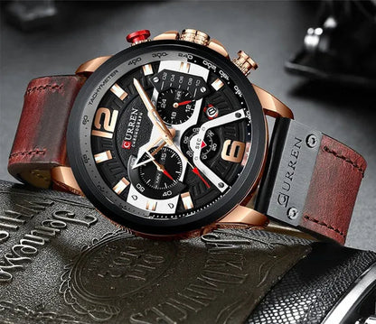 TOP SALE CURREN 8329 Mens Watches with Multi-function Quartz Chronograph Calendar Watch