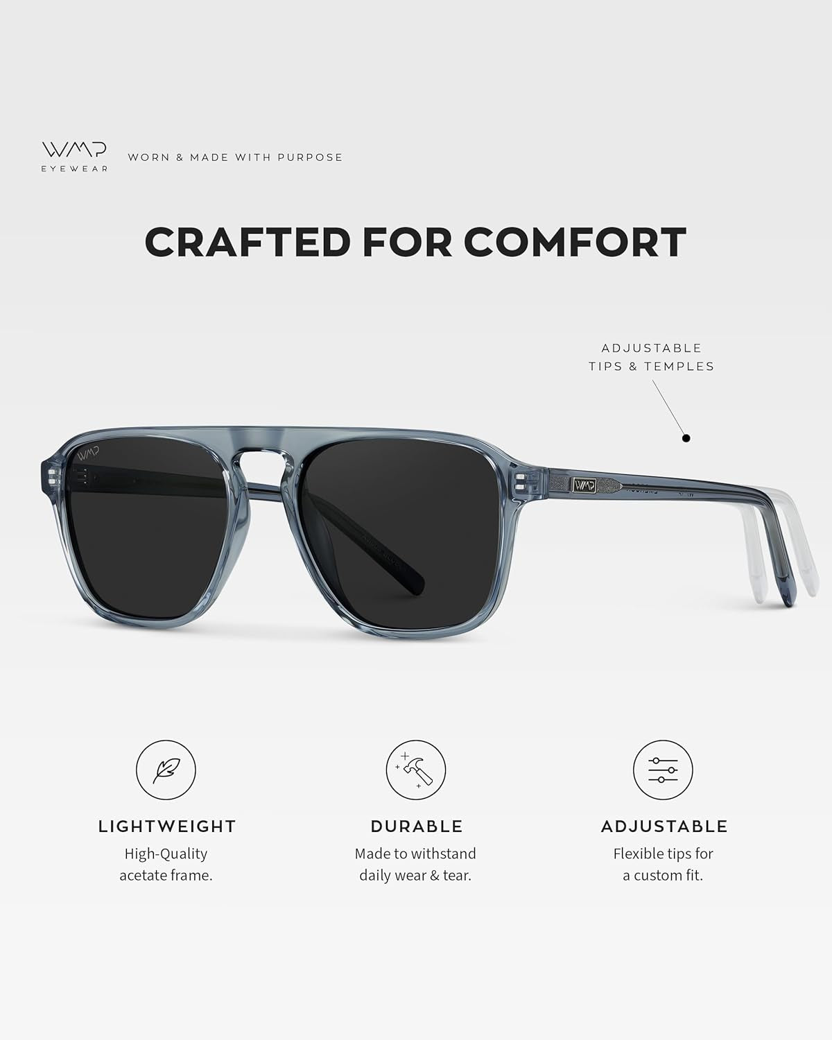 Polarized Modern Aviator One-Bridge Square Mens Sunglasses