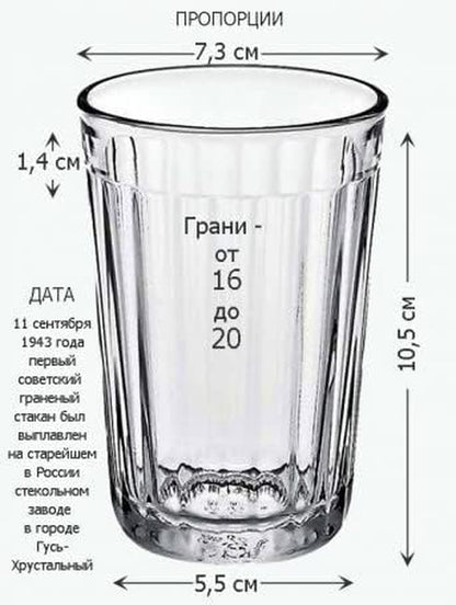 LOT 6 Russian Tea Glasses 8.5Oz 250Ml Granyonyi Stakan 20-Facet Fits Holder Podstakannik Glass - Russian Standard Glasses - Russian Glass Cup Tea - Vintage Ussr Drinking Glasses Russian