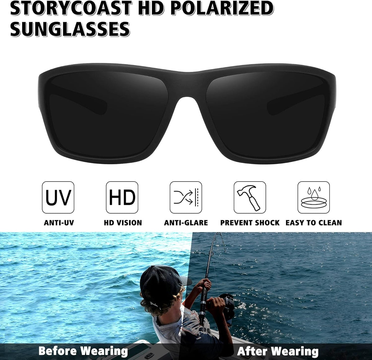 Polarized Sports Sunglasses for Men Women Unbreakable Frame Cycling Fishing Driving