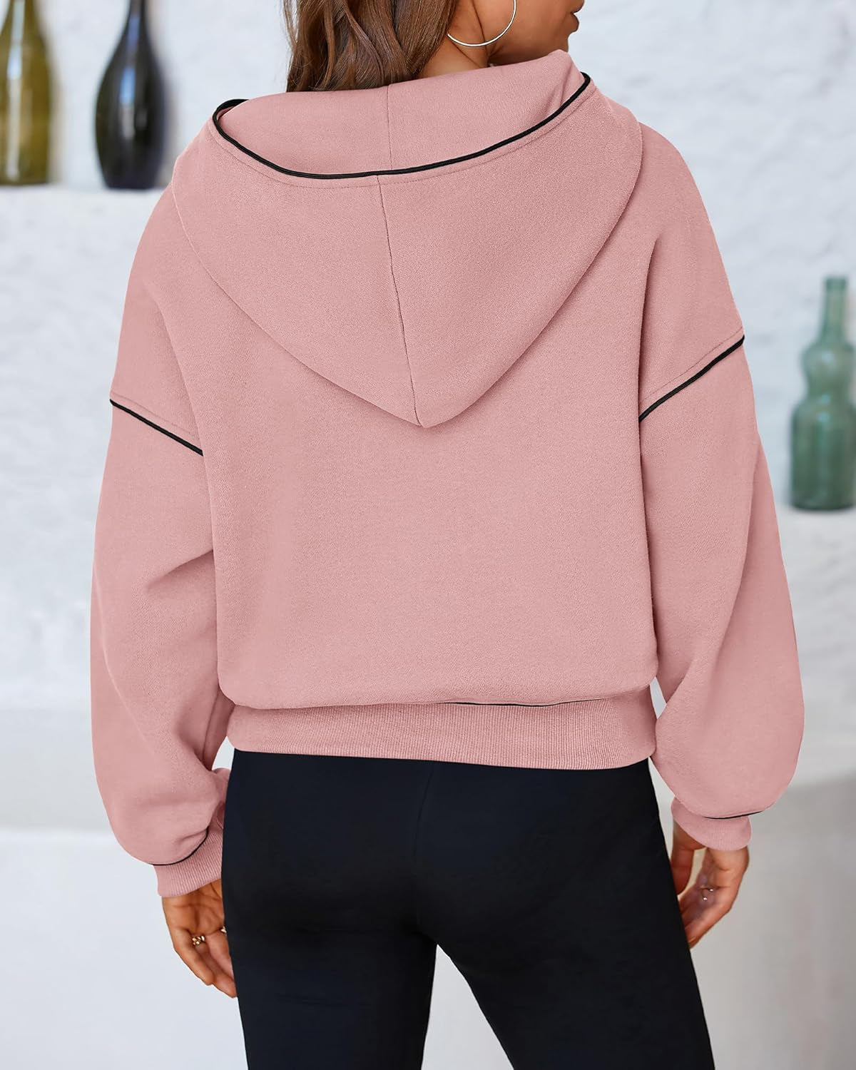 Women'S Casual Sweatshirt 2024 Fall Winter Clothes Long Sleeve Loose Fit Cropped Y2K Pullover Hoodies