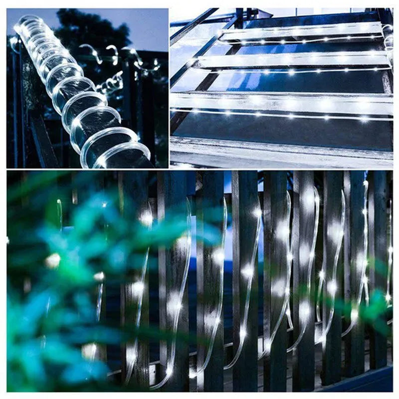 7/12/22/32Meters Solar Powered LED Rope Strip Lights Tube String Lights Garland Fairy Lighting Strings for Outdoor Indoor Garden Christmas Decor